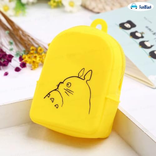 Image of FunBlast Cute Cat Shape Silicone Coin Purse for Kids & Adults - Mini Pouch for Coins, Earphones, Keys & Small Essentials, Aesthetic Pouches for Girls & Women - 10 X 7 X 4 Cm (Cat-Yellow)