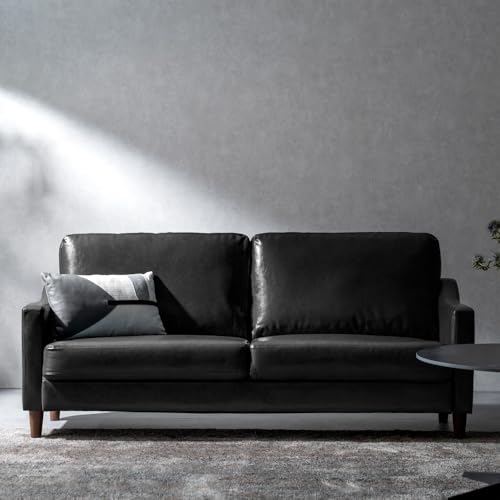 エア・リゾーム ソファー 2人掛け ローソファー 二人掛け ふたりがけ 2.5Pデザインソファ LAURU(ラウル) (ブラック(レザー), 組立品)