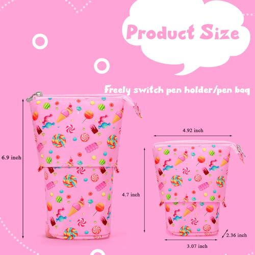 Image of KPX Cute Standing Pencil Case Pen Holder for Kids, Pop Up Stand UP Bubble Tea Pen Organizer Kawaii Stationary for Christmas Holiday New Year Office (Candy)