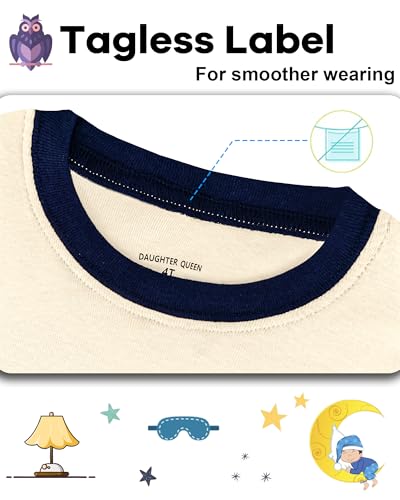 Image of DAUGHTER QUEEN Boys Pajamas 4 Pieces Long Set 100% Cotton Sleepwear Size 18 Months-12 Years