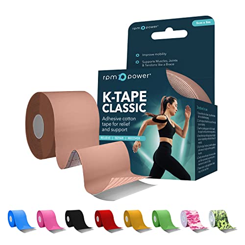 Ruban kinésiologique RPM Power (Classique) - Ruban sportif, sans latex, résistant à l'eau pour les muscles et les articulations.