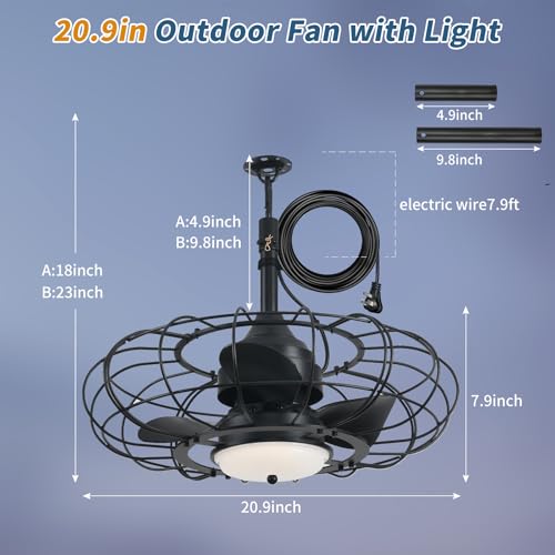 AHAWILL Outdoor Ceiling Fan with Light,20in Gazebo Fan with Remote and APP, 6 Speed,Dimmab - image 2