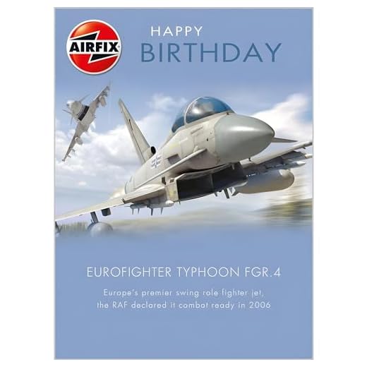 Geburtstagskarte für Männer für Ihn – Allgemeine Karte für Männer/Jungen – Airfix-Flugzeug-Design – RAF Eurofighter Typhoon Fighter Jet – hergestellt in Großbritannien – umweltfreundlich