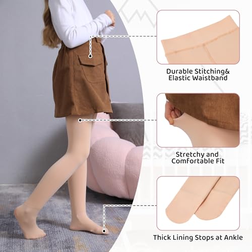 Century Star Fleece Lined Tights for Girls Winter Ballet Dance Toddler Warm Leggings4