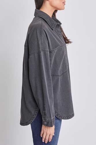 Royalty For Me womens Ymi Jeans Women’s Oversized Shacket With Front Patch Pockets2