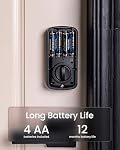 DESLOC A100F Keypad Fingerprint Door Lock, Keyless Entry Door Lock, Smart Lock Deadbolt for Front Door, Easy Installation, Emergency Power Port,12 Months Battery, IP54 Waterproof, 5 Keys