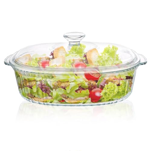 Oungy Auflaufform Glas mit Deckel 3L Oval Glasbräter mit Deckel...