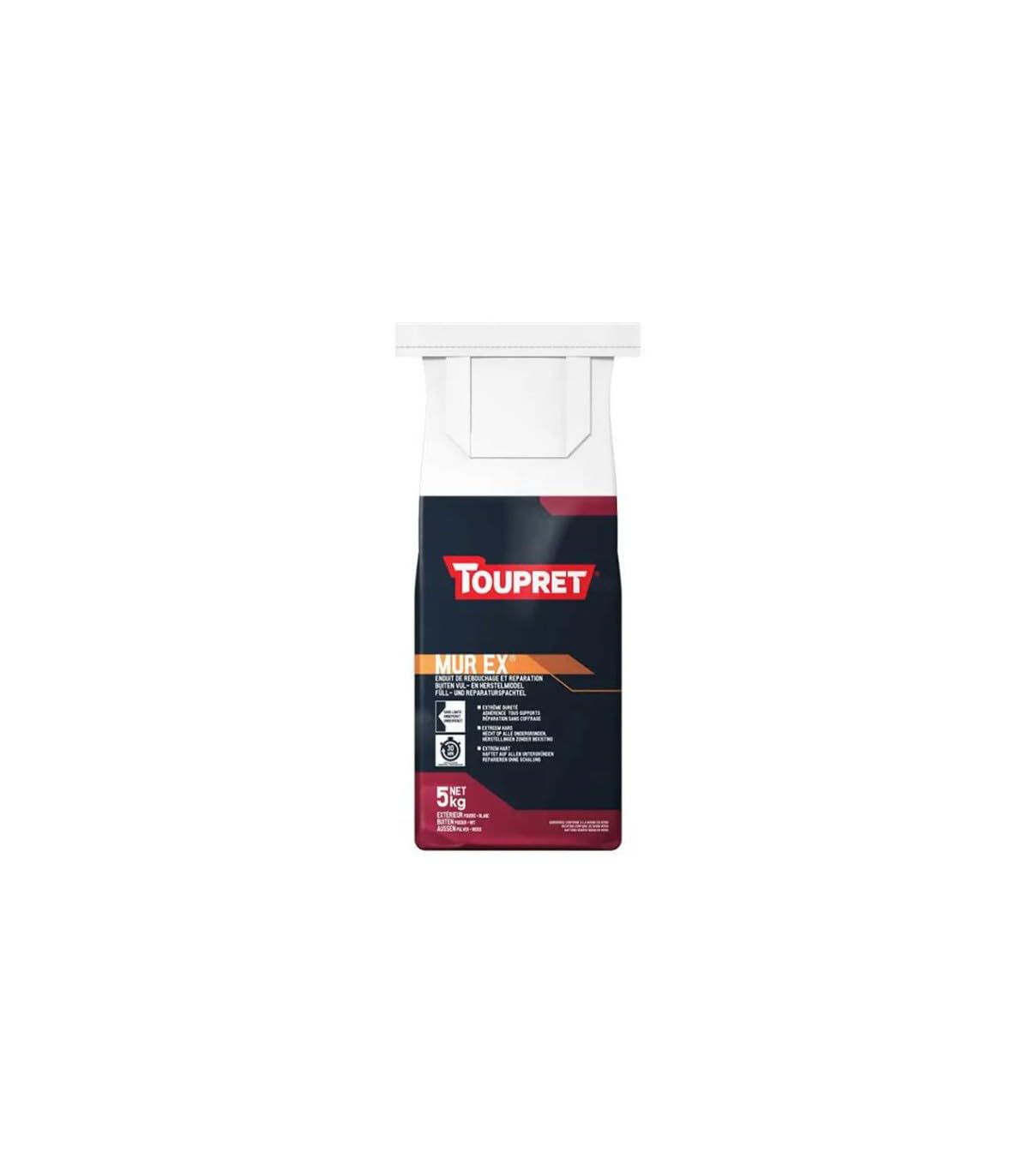 TOUPRET - Enduit Toupret rebouchage et réparations extérieurs poudre - Conditionnement 5KG