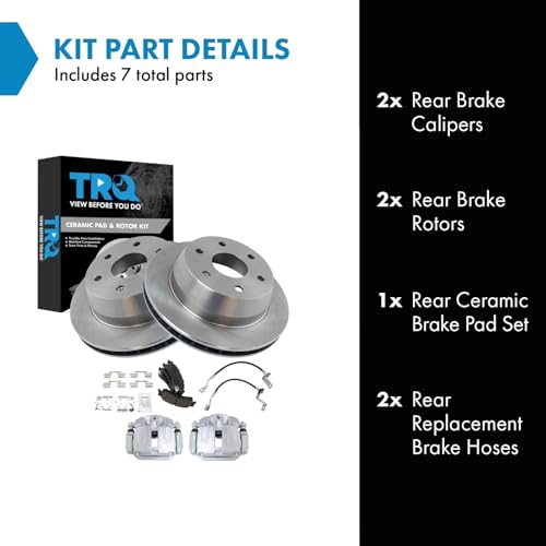 Image of TRQ Rear Brake Pad & Rotor Kit Ceramic Compatible with 2001 Chevrolet Silverado 1500 GMC Sierra 1500