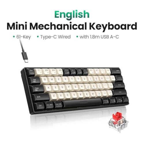 Clavier mécanique 61 touches PBT compatible ordinateur portable et jeux