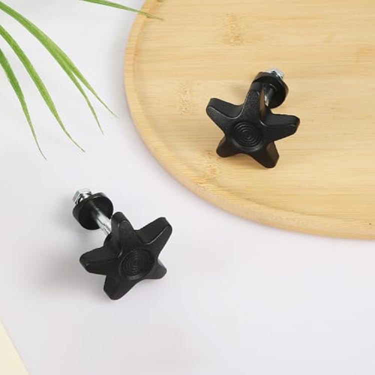 PEUTIER 2 Sets Rollator Walker Replacement Knobs, Comfortable Black Plastic Knobs, Universal Rollator Parts, 4.4cm/1.7in Knob, 1.9cm/0.75in Washer