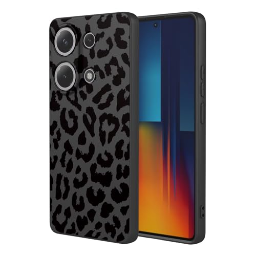 ESONG Leopardato Cover per Xiaomi Poco M6 Pro Note 13 Pro 4G Custodia Sottile Liquido Carina Aesthetic Disegno Print Motivo per Donne Ragazze Morbida Antiurto silicone tpu nero