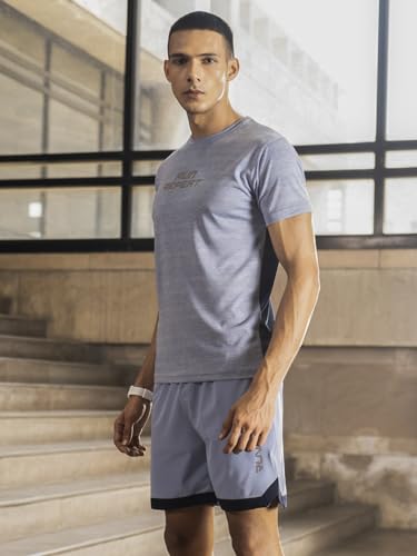 Image of FitMonkey Sports Crew Neck Stretchable Dry Fit T Shirt | Regular Fit Textured T Shirt for Men |Sport T Shirt for Men | Quick Dry Technology with Moisture Control |Breathable & Lightweight