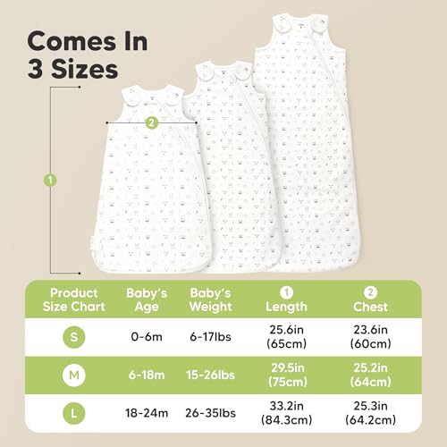 Image of 2-Pack Organic Baby Sleep Sacks, 100% Cotton 0.5TOG (Ecru, 18-24M) | Soft Breathable, Baby Wearable Blanket, Toddler Sleeping Sack 18-24 Months, Easy to Wear Transitional Swaddles for Newborns