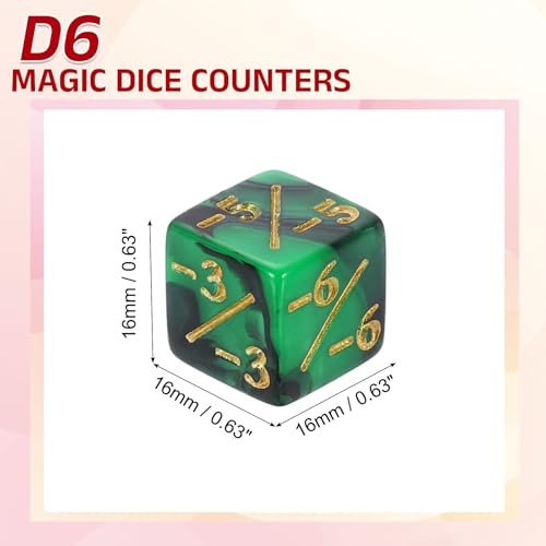 Dados acrílicos D6 Life Token con bolsa de transporte para registrar contadores de dados mágicos 2