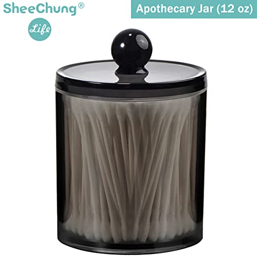 image for SheeChung 6 Pack of 12 Oz. Qtip Dispenser Apothecary Jars Bathroom wit