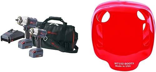 Ingersoll Rand Kit combinado de llave de impacto inalámbrica IQV20-K201 y botas de herramientas premium W7152-BOOT para la serie W7152, color rojo