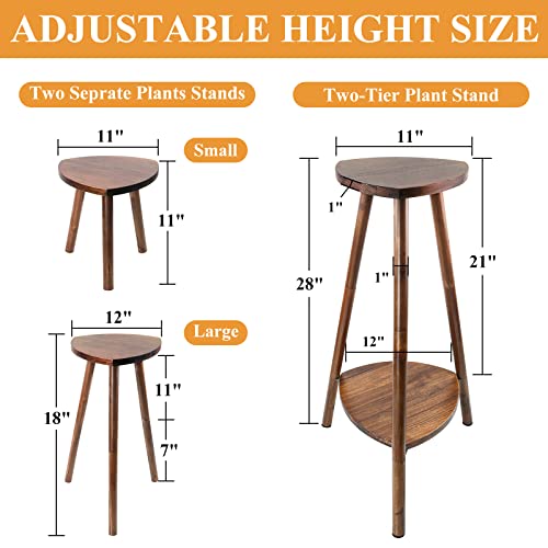 Tall Indoor Plant Stand - Adjustable Plant Holder, Mid Century Wooden Plant Shelf For Multiple Plants, 2 Tier Plant Rack Flower Pot Stand For Living Room Outdoor Garden Patio #TOP5