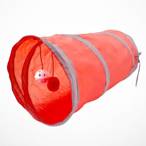 Túnel Fechado para Gato Brinquedo Labirinto Interativo Pet com 2 Bolas Bolinhas Guizo (VERMELHO)