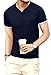 MLANM Mens Casual Slim Fit Basic Henley Short Sleeve Fashion Cotton T-Shirt X-Large, Navy