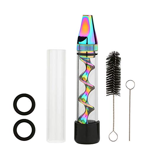 nulala Twisted glass blunt tube kit, twisty glass blunt glass spiral smoke pipe blunt flat mouth mini spiral roast hood