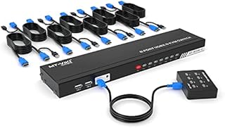 KVM Switch HDMI 8 Ports, MT-VIKI 4K@30Hz Rackmount USB HDMI KVM Console 8 in 1 Out + IR Remote Control + 8 pack KVM Cables + Desktop Selector + 4 USB Hubs+ Auto Scan
