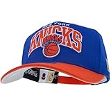 Mitchell & Ness Team Arch Gorra de Béisbol con Cierre a Classic Red Presión - New York Knicks (Azul Rey/Naranja)