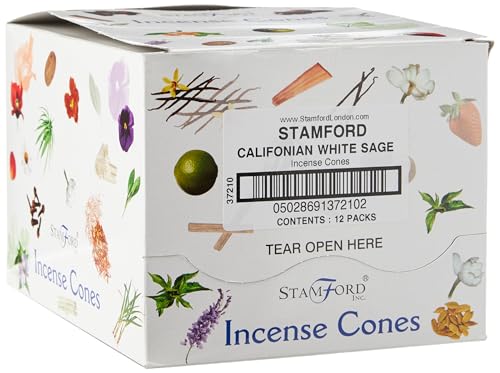 STAMFORD INC 37210 Californian White Sage Incense Exotic, 15 Cones x 12 Packs, Black, One Size