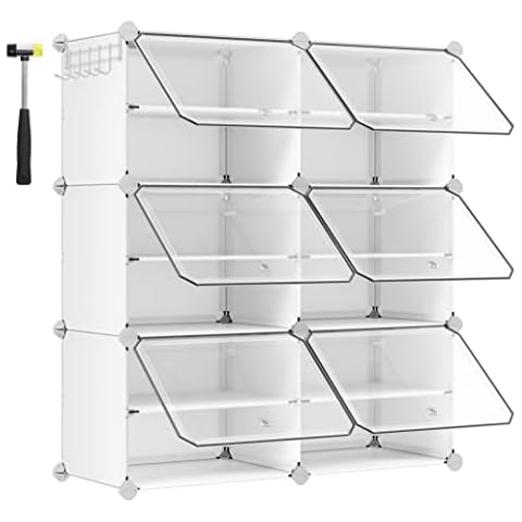 SONGMICS Mueble Zapatero Plástico Modular con Puerta Cover
