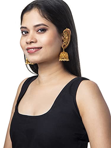 Bodha Traditional Indian Gold Plated Handcrafted Antique Peacock Jewellery Ear Cuff Jhumka Earring For Women (SJ_1897)2