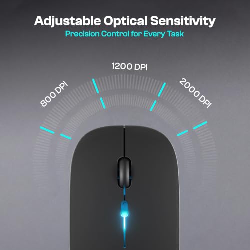 Image of Rechargeable Wireless Mouse with Bluetooth & 2.4GHz, Black | Ultra Slim 11 mm Design,Built-in Rechargeable Battery with USB Type-C Charging for Long-Lasting Wireless Performance