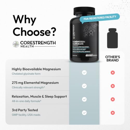 Image of Chelated Magnesium Glycinate Capsules, Magnesium Supplement - 90 Count | Supports calm Sleep, & Muscle Relaxation*, Higher Absorption, Vegan, Non-GMO, Made in USA, Third-Party Tested