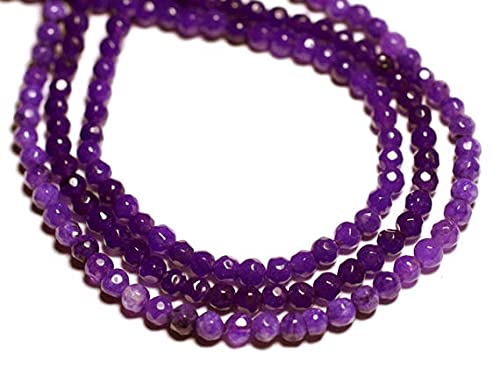 LKBEADS 20 szt. - Kamienne koraliki - Jadeitowe fasetowane kulki 4 mm fioletowe