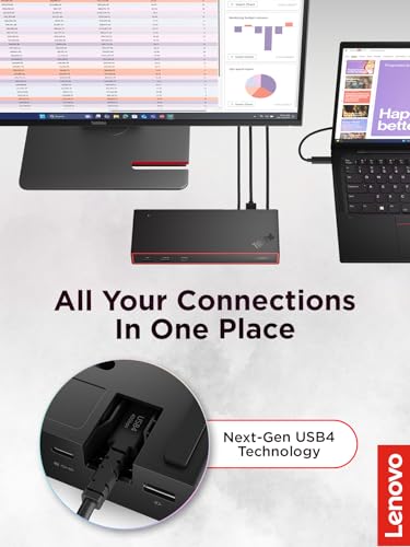 Image of Lenovo ThinkPad USB4 Dock 5000, 40Gbps Bandwidth, Universal Compatibility, 65W Charging, Multiple Display Support, Black
