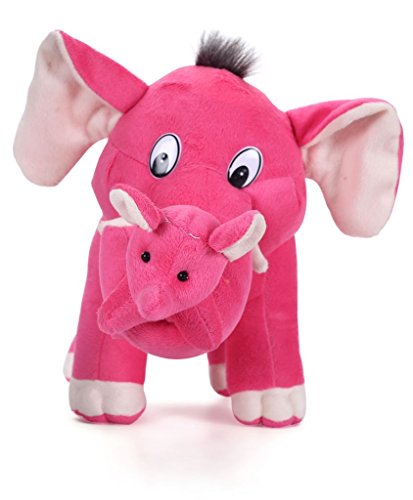 Image of Tickles Pink Cute Mother Elephant and A Baby Stuffed Soft Plush Toy 32 Cm