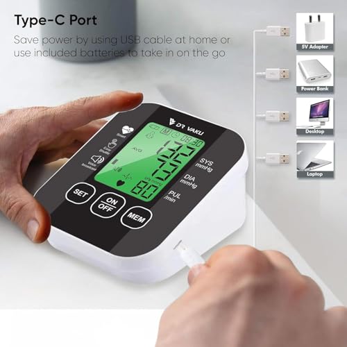 Image of DR VAKU BP Monitor Fully Automatic Blood Pressure Machine to Check Digital Accurate Level for Home Monitoring Device with Talking Function,Large Display + Cuff Kit Best Accurate Apparatus Measurement with 20w PD Adapter- Black