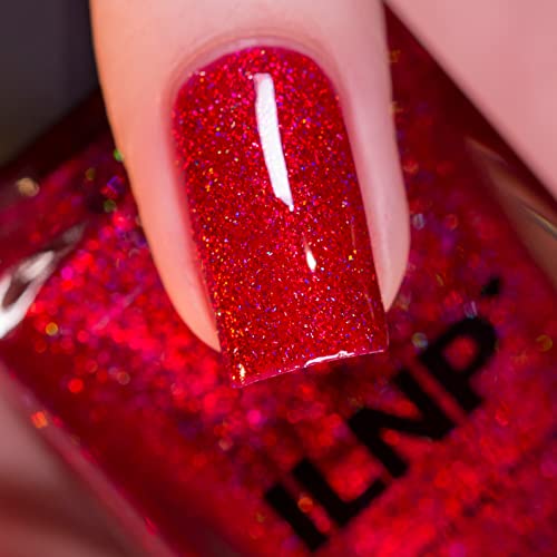 Image of ILNP Say Love - Ruby Red Holographic Nail Polish, Chip Resistant, 7-Free, Non-Toxic, Vegan, Cruelty Free, 12ml