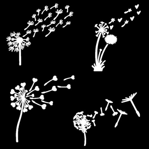 Image of Dandelion Blowing Decal 4 Pack: White, Small (3.5 inch) Vinyl Decals for Car Tumbler Laptop