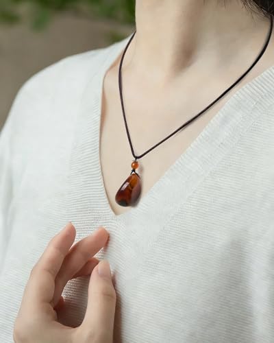 SPDYCESS Collier de Cristal Naturelle Guérison Labradorite Agate Mousse Pendentif de Pierre Précieuse de Cœur Rond Bijoux Reiki pour Hommes Femmes – vue 6
