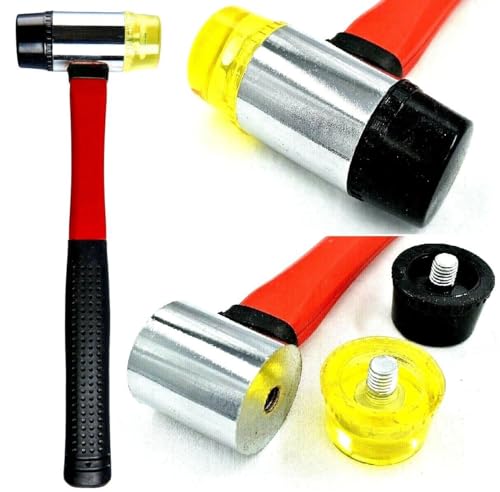 Mr. Gadget's Solutions 40MM Double FACE Double Sided Soft Faced Mallet Hammer – FIBREGLASS Shaft