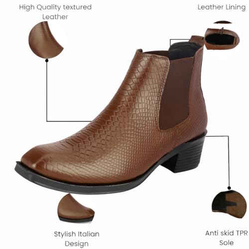 Image of Men's Chelsea Boots | Black Croc Textured Leather | Cuban Heel | Italian Design | TPR Sole | Cushioned Insole