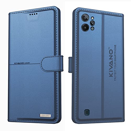 Image of KIVANO Realme C31 Professional Series Wallet Case | Luxurious Design | Premium | PU Leather Flip Case Back Cover - Dark Blue