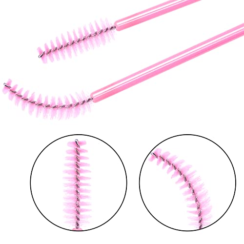 AIBAOBAO Eyelash Brushes Mascara Wands spoolies Disposableï¼Pink Crystal Eyelash Brush Eyebrow Brush Spoolie Eyelash 100Pcs Eye Brow Spoolie Castor Oil Brush Mascara Wands Cosmetic Makeup Tools - Image 5