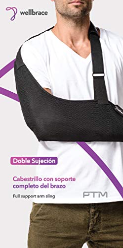PTM Wellbrace Full Support Arm Sling - Better & More Effective Preventing Moving 4 Better & Faster Recovery of Shoulder, Arm, Elbow, Forearm, Wrist - Shoulder Pad & 2 Adjustable Straps (Medium)