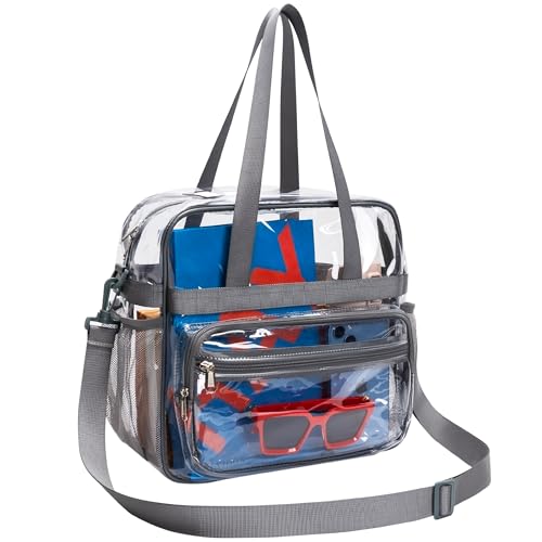 Image of Paxiland Clear Bag for Stadium Events, 12x6x12 inches Tote Bag with Detachable Reinforced Strap for Sports Concert and Work