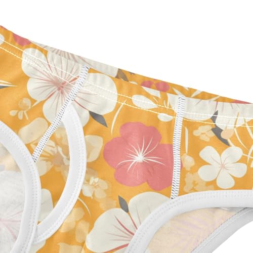 KLL Vintage Yellow Orange Floral Pattern Little Boys Comfort Nighttime Underwear Breathable Children Panties4