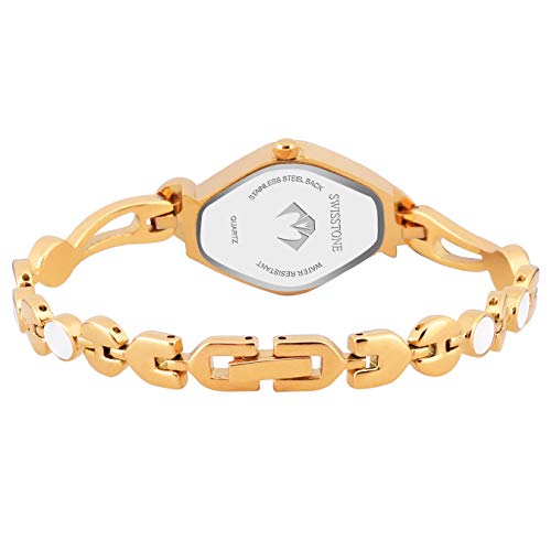 SWISSTONE JEWELS163 Gold Plated Bracelet Wrist Watch for Women