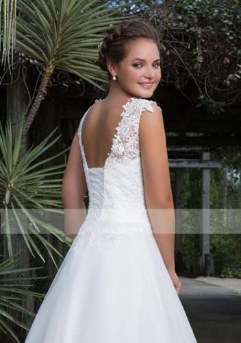 Robe de mariée dos lacé ajustable en tulle pour éviter les retouches de taille