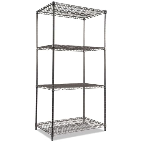 Alera ALESW503624BA 36 in. x 24 in. x 72 in. Four-Shelf Wire Shelving Starter Kit - Black Anthracite Cover