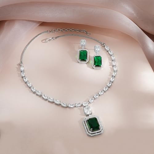 Image of Rubans Necklace Set American Diamond Zirconia Jewellery Gift for Women & Girls